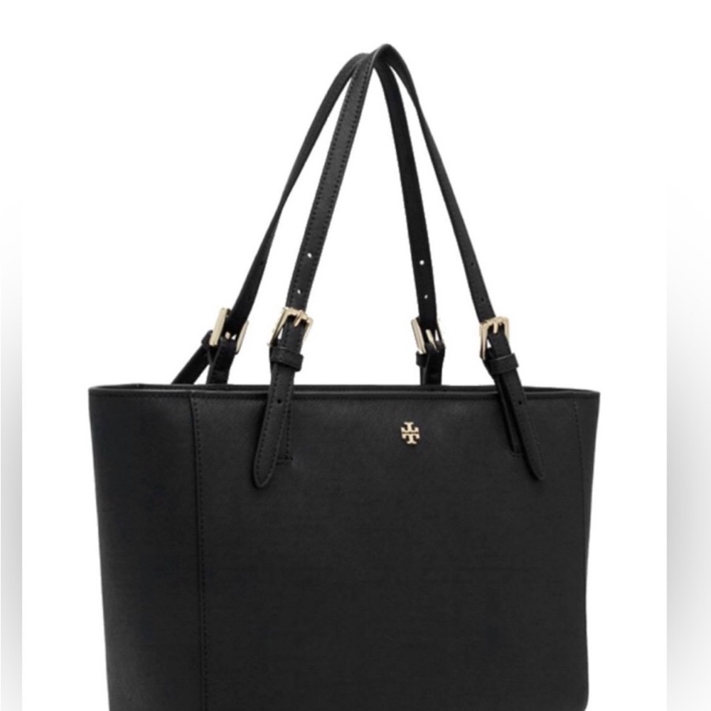 Authentic Tory Burch Black Leather Small Tote Bag | Excellent Condition